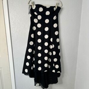 Jessica Simpson Black White Polka Dot Strapless Midi Hi-Low Dress‎ women Size 10